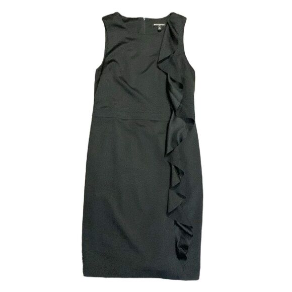 Banana Republic Factory Black Sleeveless Vertical Ruffle Sheath Dress Size 4 - Picture 1 of 14